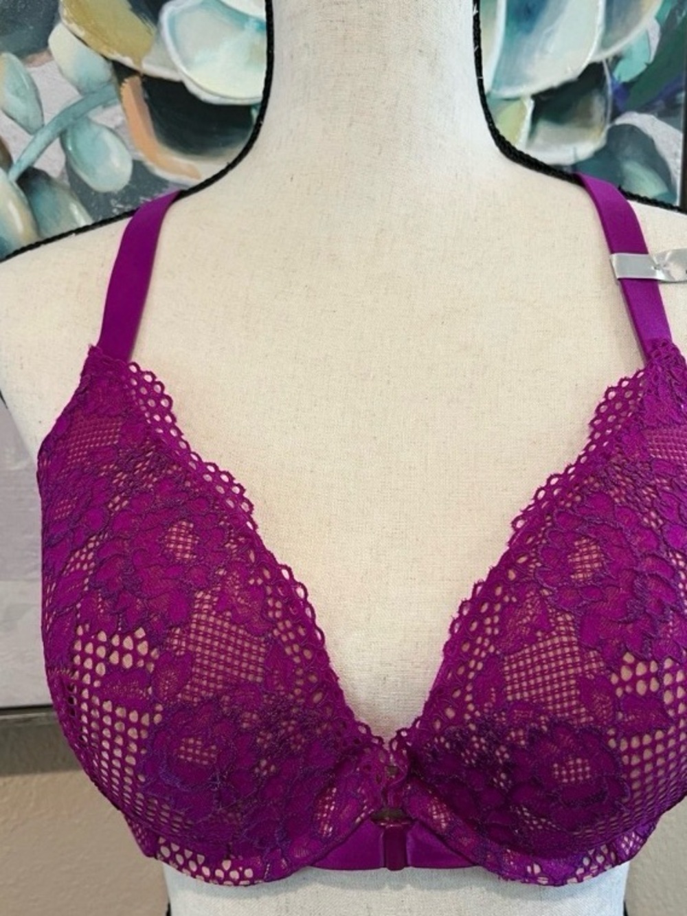 NWT Plunge Lace Underwire Bra - Purple 38C ambrielle